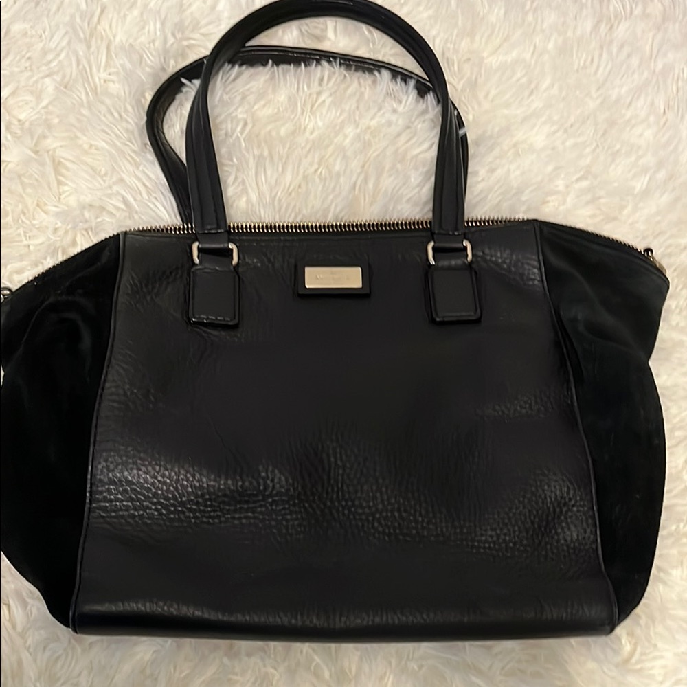 Kate Spade Black Leather & Suede Satchel